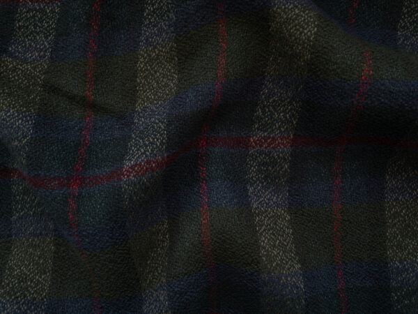 European Designer Deadstock – Wool/Polyester Plaid – Forest Green/Blue/Red