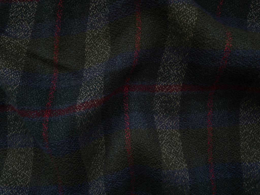 British Designer Deadstock - Yarn Dyed Linen - Tartan Plaid - Blue/Red -  Stonemountain & Daughter Fabrics