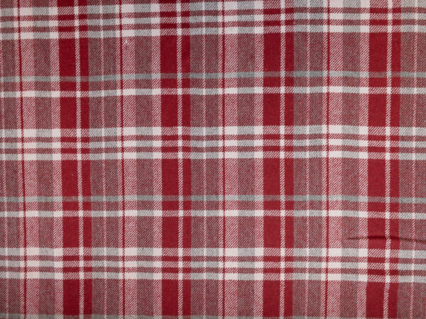 European Designer Deadstock – Wool/Polyester Plaid – Red/Ivory/Grey