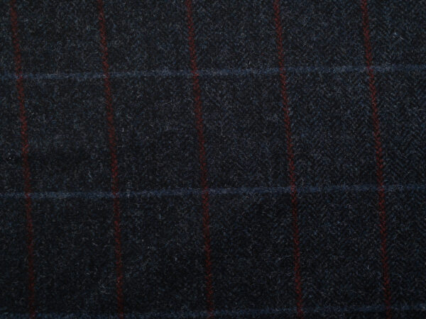 European Designer Deadstock – Wool Tweed Plaid – Navy