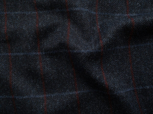 European Designer Deadstock – Wool Tweed Plaid – Navy