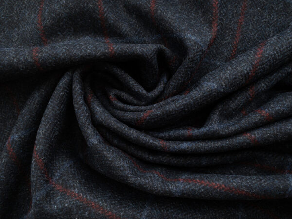 European Designer Deadstock – Wool Tweed Plaid – Navy