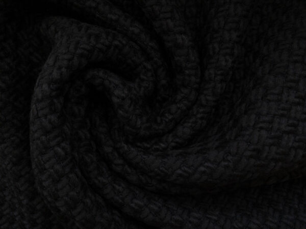 European Designer Deadstock - Wool/Polyester Boucle - Black