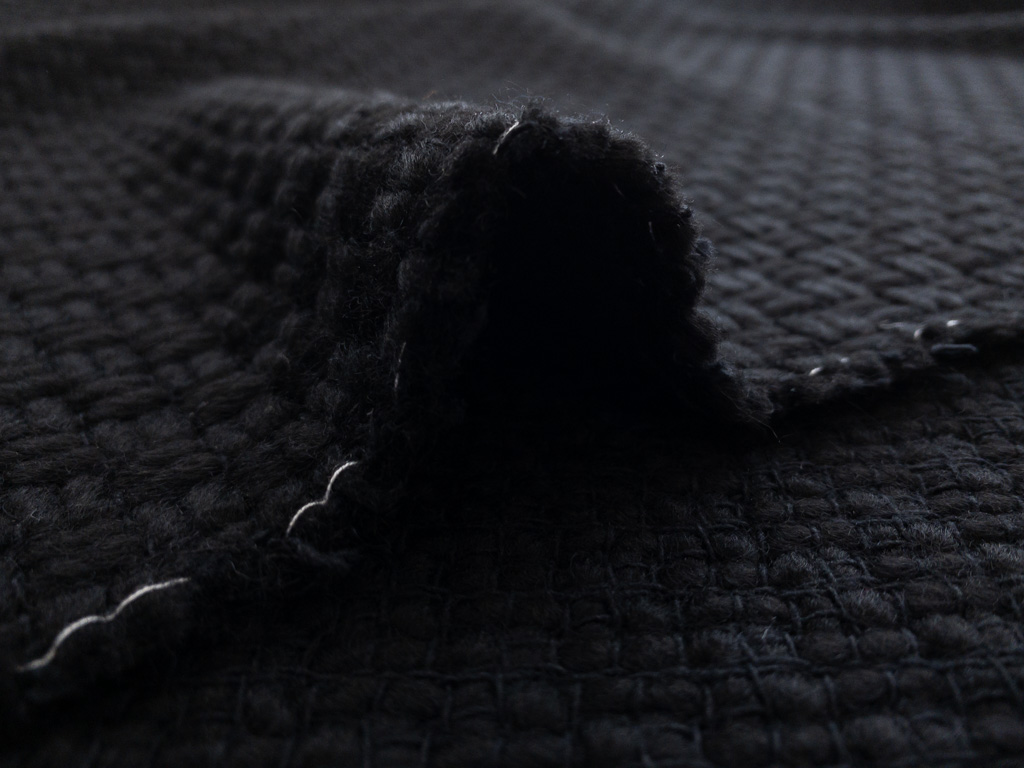 Black Boiled Wool Fabric by Telio