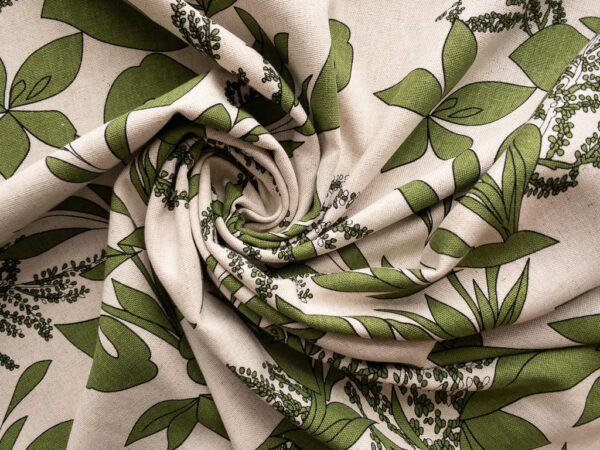 Printed Rayon/Linen - Tropical Flora - Green/Natural