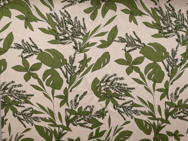 Printed Rayon/Linen - Tropical Flora - Green/Natural