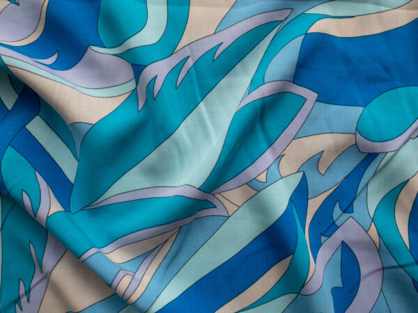 Rayon Poplin - Fractured Flora - Aqua