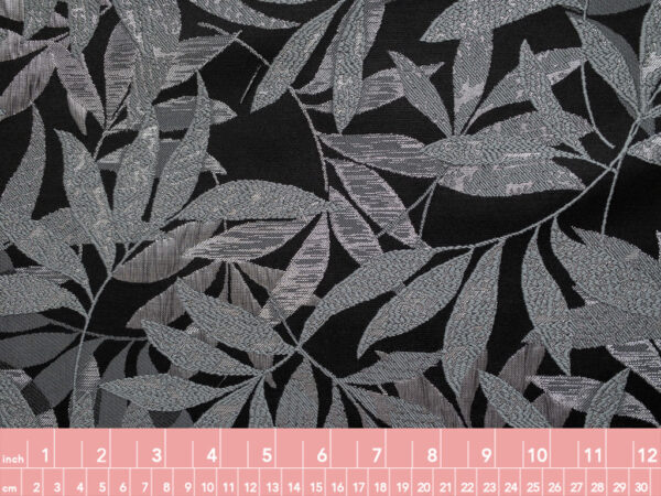 Polyester Metallic Jacquard - Silver Leaves