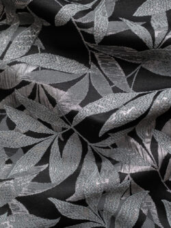 Polyester Metallic Jacquard - Silver Leaves