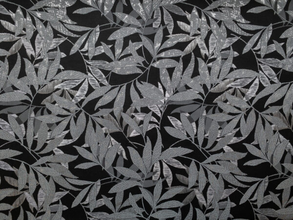 Polyester Metallic Jacquard - Silver Leaves