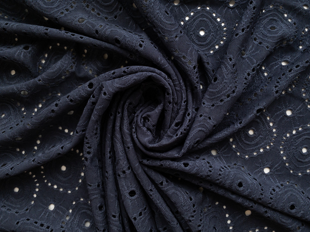 Polyester/Spandex Knit Eyelet - Navy