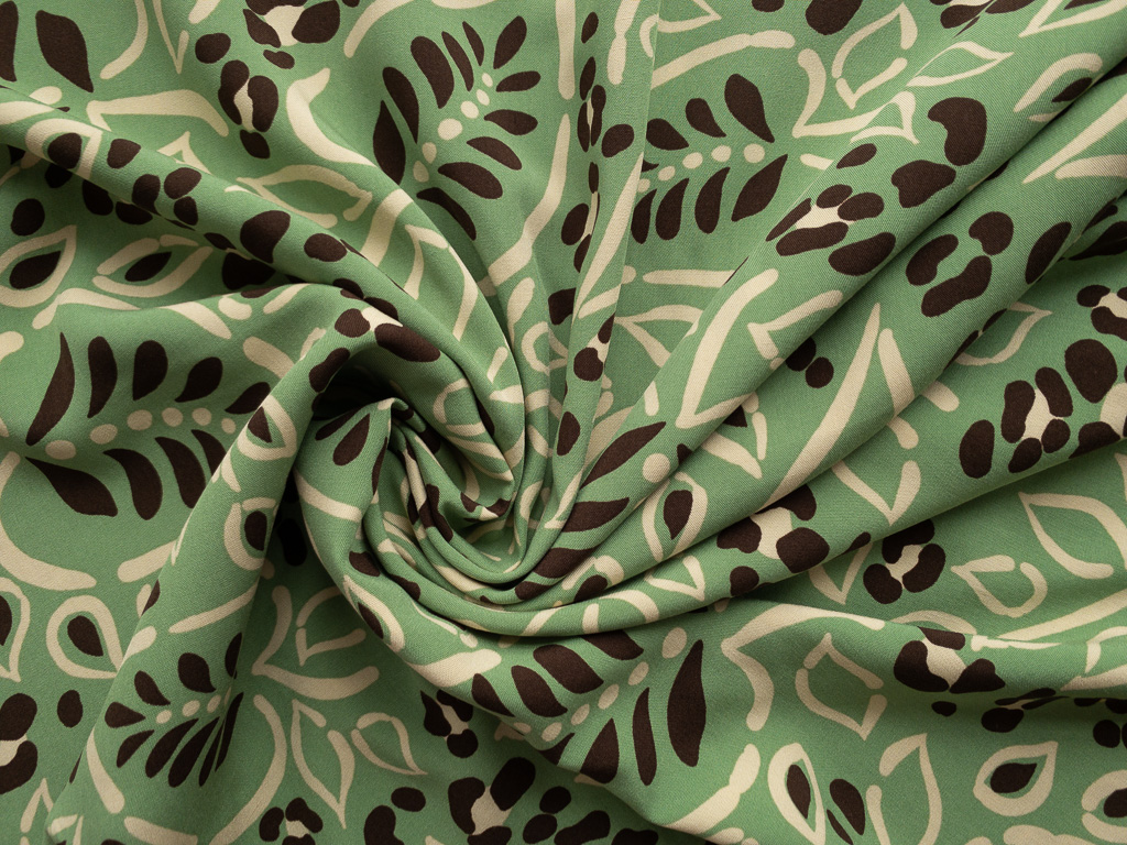 Viscose Voile Print - Animal Print and Leaves - Mint - Stonemountain ...