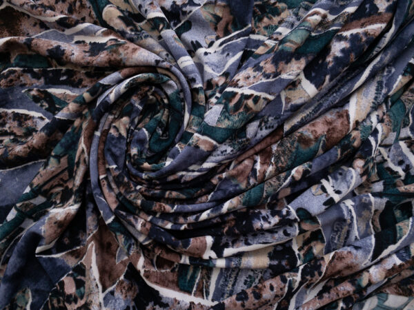 European Designer Deadstock - Polyester/Spandex Jersey Knit – Mosaic – Indigo