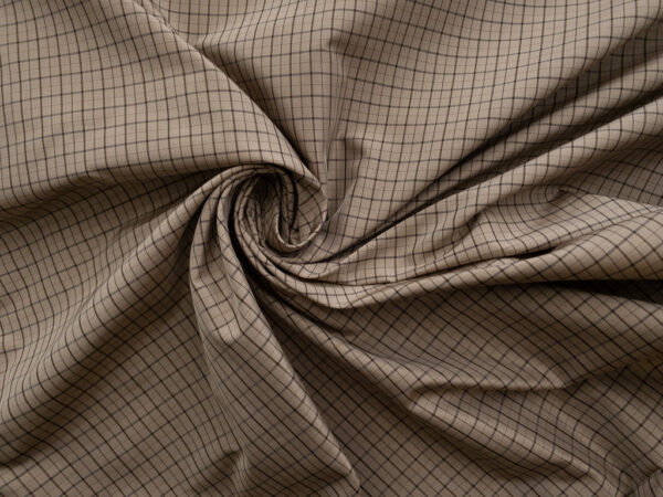 Japanese Designer Deadstock - Silk/Viscose Taffeta - Latte Plaid