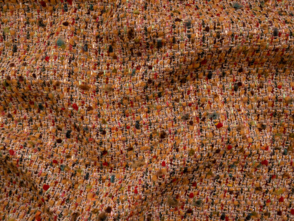 European Designer Deadstock - Viscose/Polyester Boucle Tweed - Orange/Multi