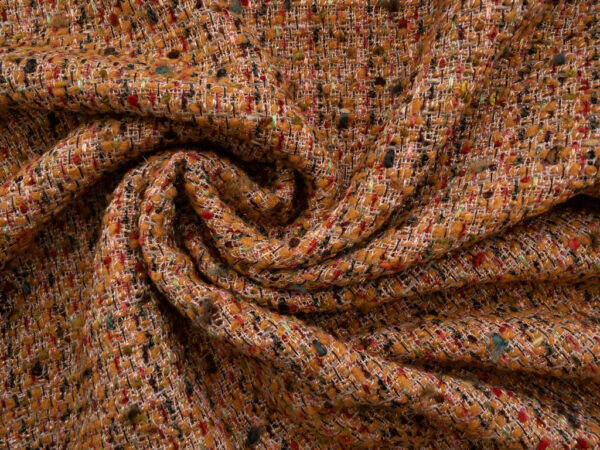European Designer Deadstock - Viscose/Polyester Boucle Tweed - Orange/Multi