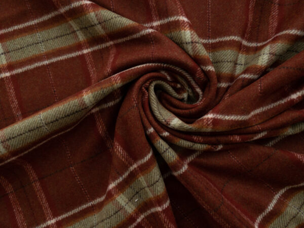 European Designer Deadstock – Yarn Dyed Wool – Rust Plaid