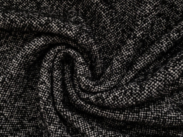 Lady McElroy - Eckville Wool/Mohair Boucle Coating - Black & White