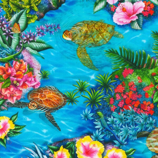 Quilting Cotton – Tropical Canyon - Turtle Pond - Nature