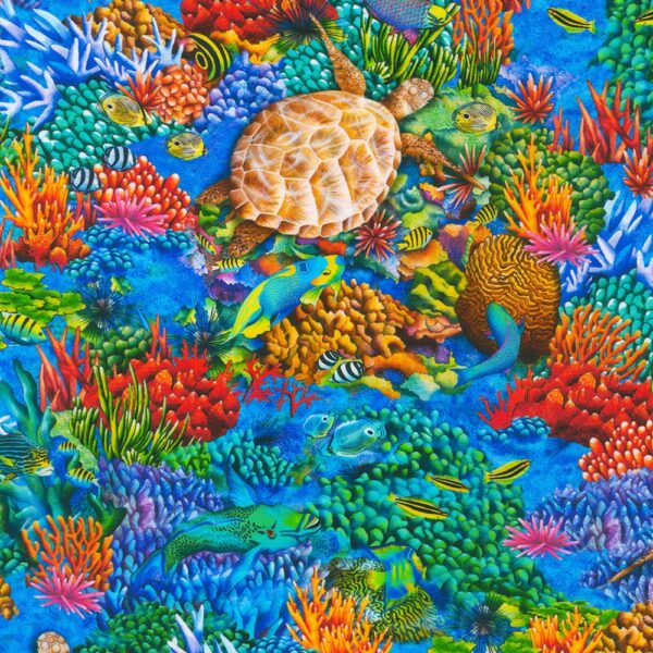 Quilting Cotton – Tropical Canyon - Ocean Floor - Tropical