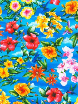 Quilting Cotton – Tropical Canyon - Floral Sky - Hummingbird