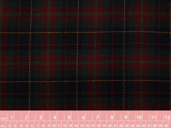 European Designer Deadstock - Wool Twill Suiting - Red/Blue/Green Plaid