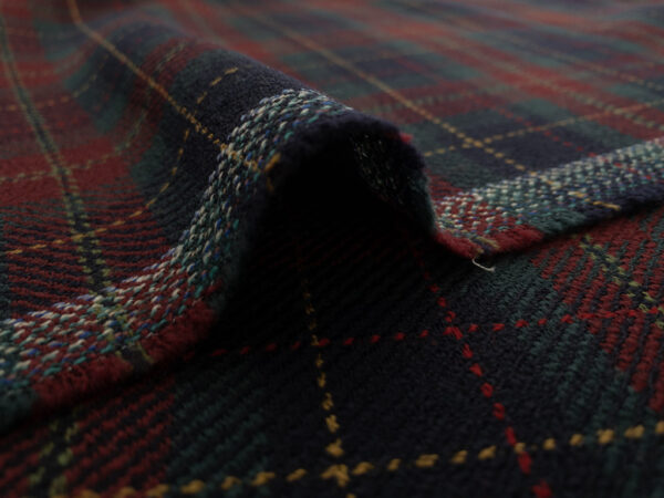 European Designer Deadstock - Wool Twill Suiting - Red/Blue/Green Plaid