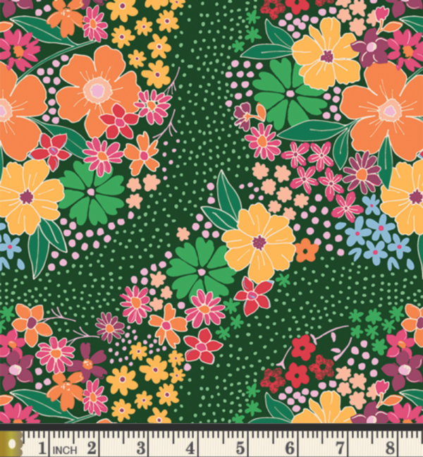 Quilting Cotton – AGF – Daisy - Garden Path Deep - Green