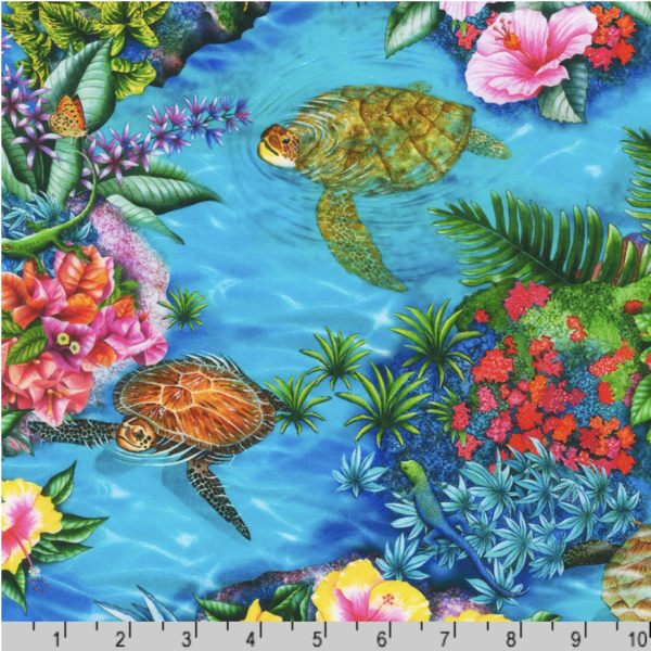 Quilting Cotton – Tropical Canyon - Turtle Pond - Nature