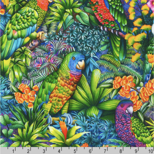 Quilting Cotton – Tropical Canyon - Parrot Hideaway - Jungle