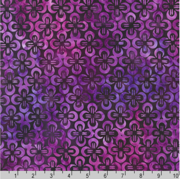 Artisan Cotton Batik - Tranquil Gardens - Floral - Eggplant