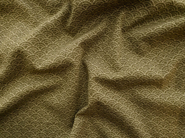 Japanese Cotton Sheeting – Ocean Waves – Olive Green