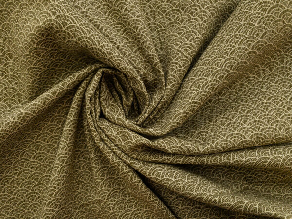 Japanese Cotton Sheeting – Ocean Waves – Olive Green