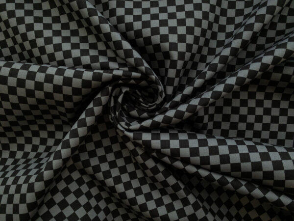 Japanese Cotton Sheeting – Ichimatsu – Grey/Black