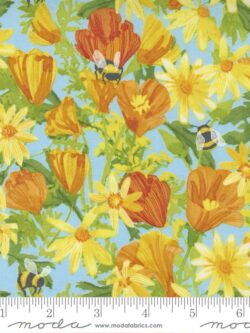 Quilting Cotton - Wild Blossoms - Daisies and Poppies - Mist