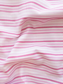 European Designer Deadstock - Cotton Poplin Shirting - Horizontal Stripe - Pink/White