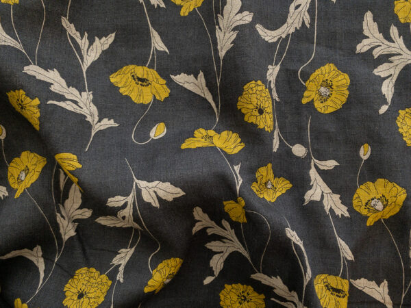 Hokkoh - Linen - Fresh Poppies - Charcoal/Yellow