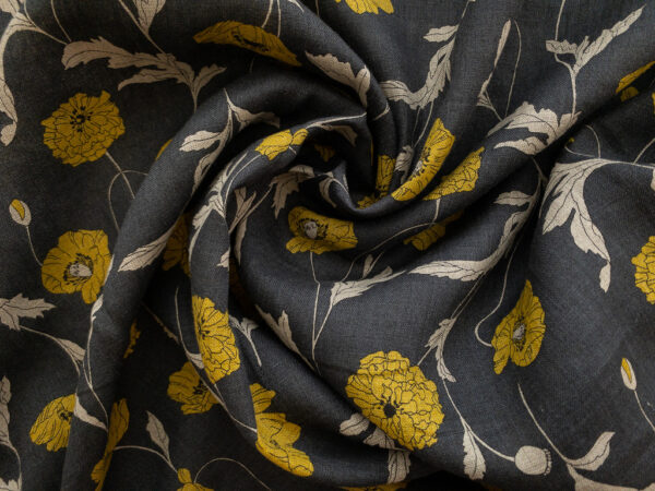 Hokkoh - Linen - Fresh Poppies - Charcoal/Yellow