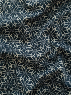 Japanese Cotton Dobby – Printed Kasuri Floral – Indigo