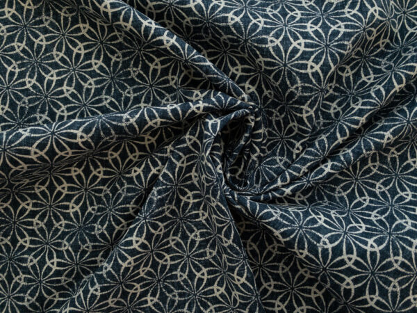 Japanese Cotton Dobby – Printed Kasuri Floral – Indigo