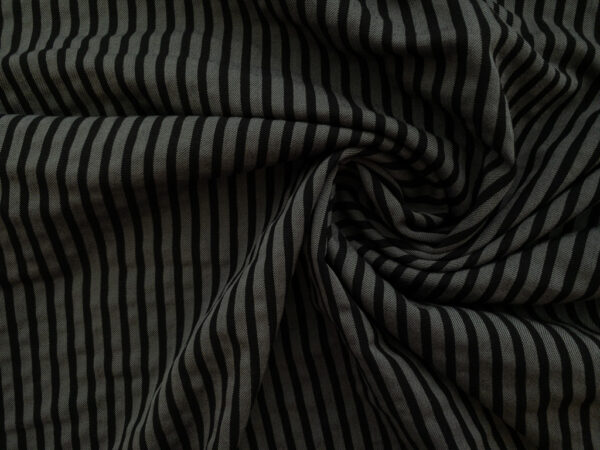 Designer Deadstock - Yarn Dyed Rayon/Polyester Stretch Shirting - Grey/Black