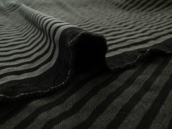 Designer Deadstock - Yarn Dyed Rayon/Polyester Stretch Shirting - Grey/Black