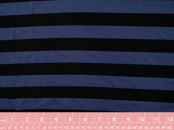 Designer Deadstock - Rayon/Spandex Jersey – Blue/Black Stripes