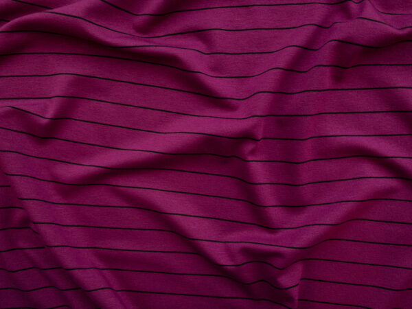 Designer Deadstock - Rayon/Spandex Jersey – Magenta/Black Pinstripe