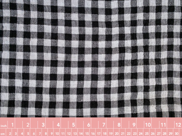 Yarn Dyed Linen - Crinkle Gingham - Black/Grey