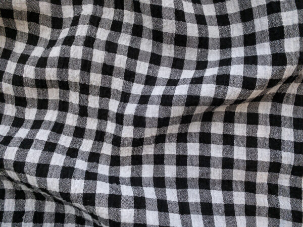 Yarn Dyed Linen - Crinkle Gingham - Black/Grey