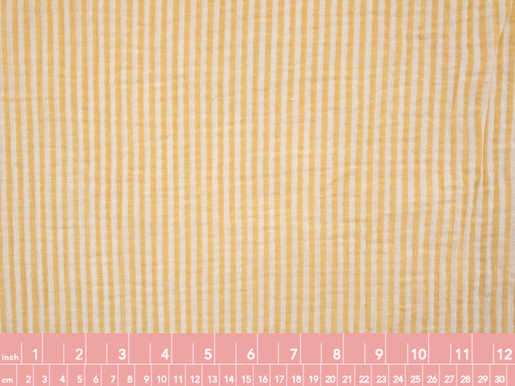 Organic Cotton Double Gauze - Yarn Dyed Stripe - Honey