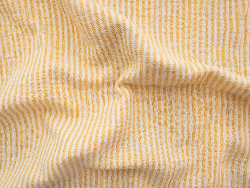 Organic Cotton Double Gauze - Yarn Dyed Stripe - Honey - Stonemountain &  Daughter Fabrics