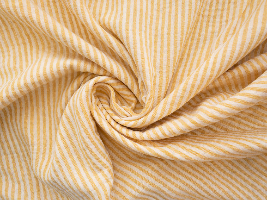 Organic Cotton Double Gauze - Yarn Dyed Stripe - Honey - Stonemountain &  Daughter Fabrics