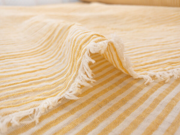 Organic Cotton Double Gauze - Yarn Dyed Stripe - Honey